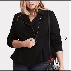Moto Peplum Ponte Jacket